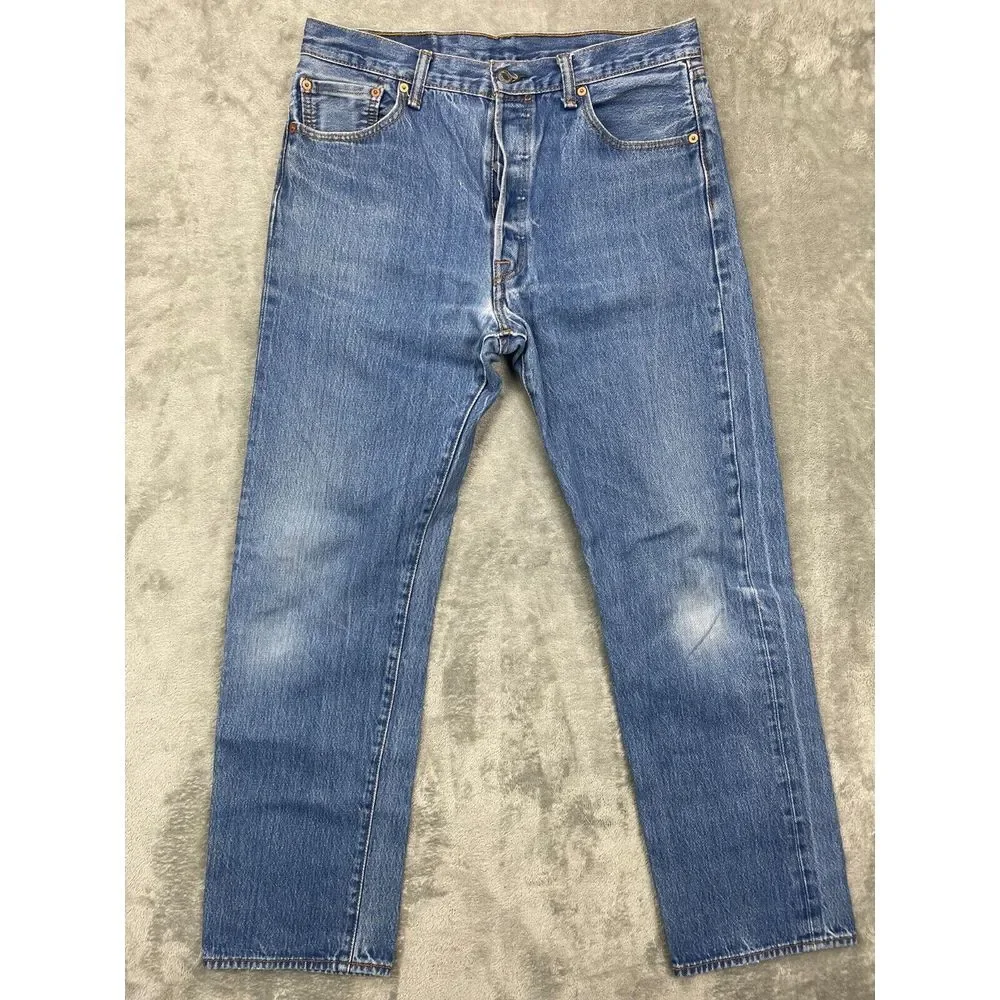 Levi's 501 Button-Fly Straight Fit Blue Denim Jeans Size 36x34 (Actual 34x31)‎